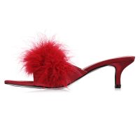 Women's Mona Marabou Hard Sole Slender Heel Slipper - Image 3