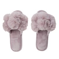 Women's Luxe Pom-Pom Memory Foam Plush Slippers - Image 7