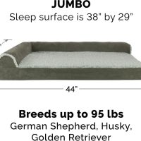 FurHaven TwoTone Deluxe Chaise Memory Top Cat Dog Bed wRemovable Cover Dark Sage, Jumbo - Image 3