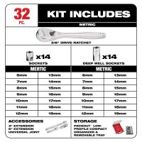 32Piece Ratchet Socket Set with PACKOUT LowProfile Compact Organizer 38 Drive Metric - Image 8