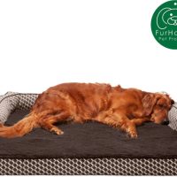 FurHaven Comfy Couch Orthopedic Bolster Dog Bed wRemovable Cover Diamond Brown, Jumbo - Image 4