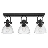 Golden Lighting Hines 7 in. Black with Seeded Glass 3Light SemiFlush Mount - Image 5