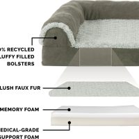FurHaven TwoTone Deluxe Chaise Memory Top Cat Dog Bed wRemovable Cover Dark Sage, Jumbo - Image 4