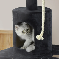 Go Pet Club Black 62Cat Tree Condo with Hammock and Side Basket - Image 4