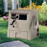 Suncast 100 ft. Powerwind Auto Power Rewind Hose Reel, Light Taupe - Image 2