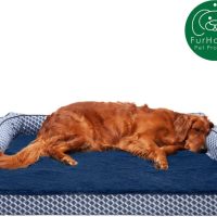 FurHaven Comfy Couch Orthopedic Bolster Dog Bed wRemovable Cover Diamond Blue, Jumbo - Image 4