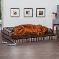 FurHaven Comfy Couch Orthopedic Bolster Dog Bed wRemovable Cover Diamond Brown, Jumbo - Image 5