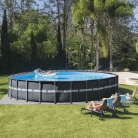Intex C Ultra Frame 18 x 52 Round Metal Frame Above Ground Pool Package - Image 11