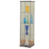 Bowery Hill 4 Shelf Glass Curio Cabinet in Cappuccino, Brown - Image 2