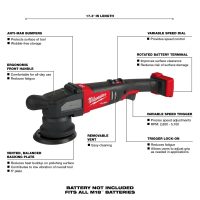 18V M18 FUEL LithiumIon Brushless Cordless 15mm Random Orbital Polisher Tool Only - Image 2