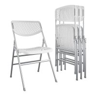 Ultra Comfort Commercial XL Plastic Folding Chair, 300 lb. Weight Rating, Triple Braced, White, 4Pack - Image 4