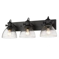 Golden Lighting Hines 7 in. Black with Seeded Glass 3Light SemiFlush Mount - Image 4