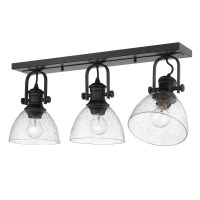 Golden Lighting Hines 7 in. Black with Seeded Glass 3Light SemiFlush Mount - Image 2