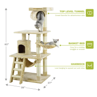 Go Pet Club Beige 62Cat Tree Condo with Hammock and Side Basket - Image 3