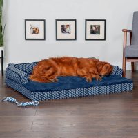 FurHaven Comfy Couch Orthopedic Bolster Dog Bed wRemovable Cover Diamond Blue, Jumbo - Image 5