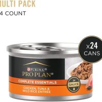 Purina Pro Plan Gravy Wet Cat Food, COMPLETE ESSENTIALS Chicken, Tuna Wild Rice Entree in Sauce 24 3 oz. PullTop Cans - Image 2