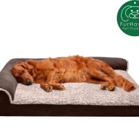 FurHaven TwoTone Deluxe Chaise Memory Top Cat Dog Bed wRemovable Cover Espresso, Jumbo - Image 4